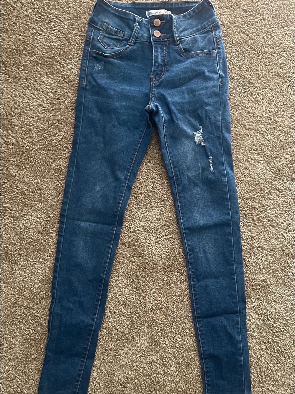 SimplYoung High Rise Distressed Skinny Jeans Blue Size-0